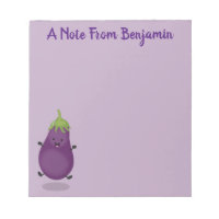 Cute happy eggplant aubergine cartoon illustration