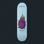 Cute happy eggplant aubergine cartoon illustration skateboard<br><div class="desc">Add some garden fun to your day with this cute eggplant drawn in cute cartoon illustration style.</div>