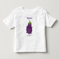Cute happy eggplant aubergine cartoon illustration