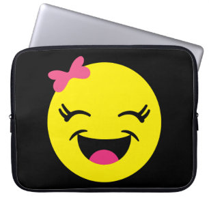 Cute & Happy Emoji Girl Laptop Sleeve