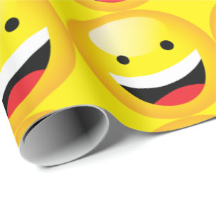 Cute Happy Emoji Laughing Face Party Time Symbol Wrapping Paper