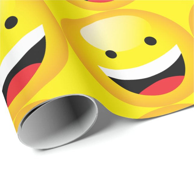 Cute Happy Emoji Laughing Face Party Time Symbol Wrapping Paper (Roll Corner)