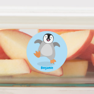 Cute happy emperor penguin chick cartoon