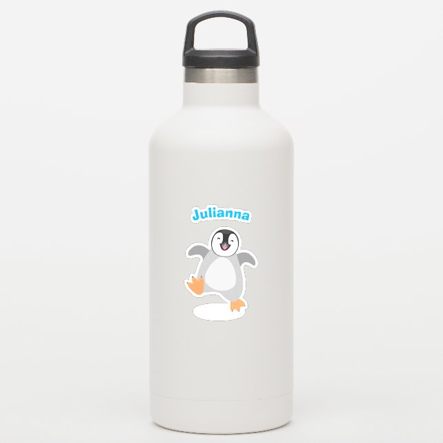 Cute happy emperor penguin chick cartoon (Waterbottle)