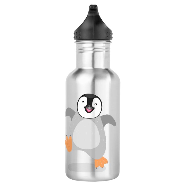Cute happy emperor penguin chick cartoon 532 ml water bottle (Right)
