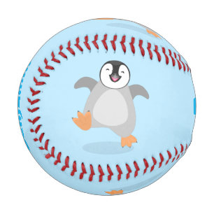 Cute happy emperor penguin chick cartoon baseball