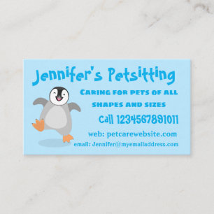 Cute happy emperor penguin chick cartoon business card