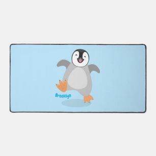 Cute happy emperor penguin chick cartoon desk mat