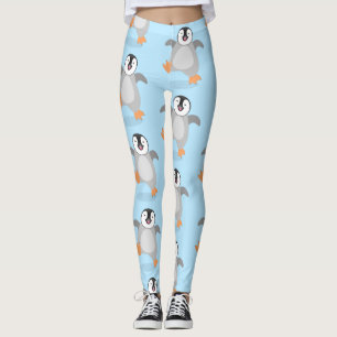 Cute happy emperor penguin chick cartoon leggings
