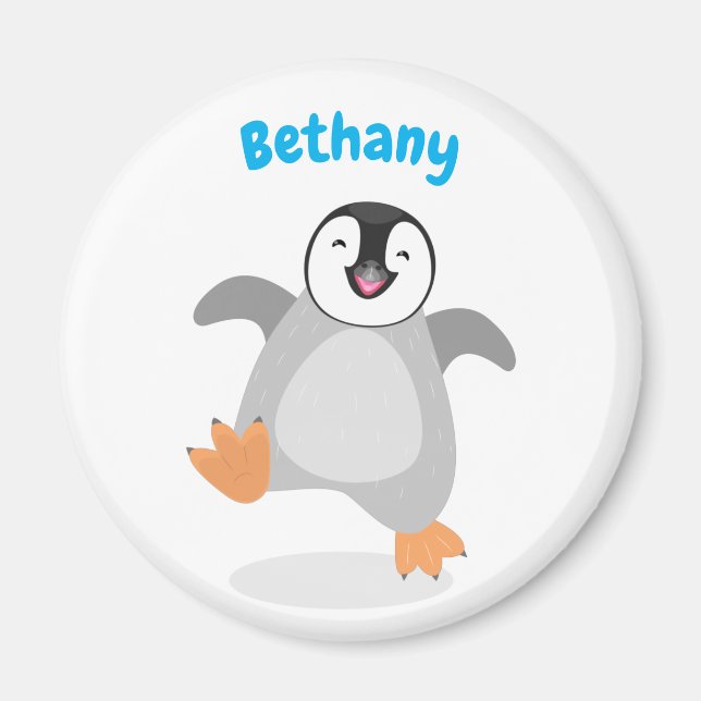 Cute happy emperor penguin chick cartoon magnet (Front)