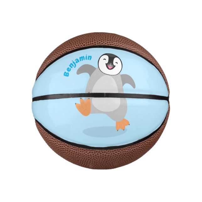 Cute happy emperor penguin chick cartoon mini basketball (Front)
