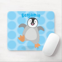 Cute happy emperor penguin chick cartoon