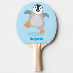 Cute happy emperor penguin chick cartoon  ping pong paddle