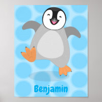 Cute happy emperor penguin chick cartoon