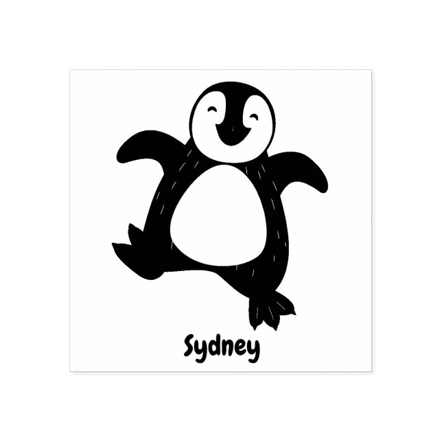 Cute happy emperor penguin chick cartoon  rubber stamp (Imprint)