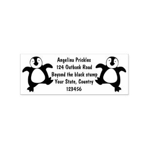 Cute happy emperor penguin chick cartoon  rubber stamp