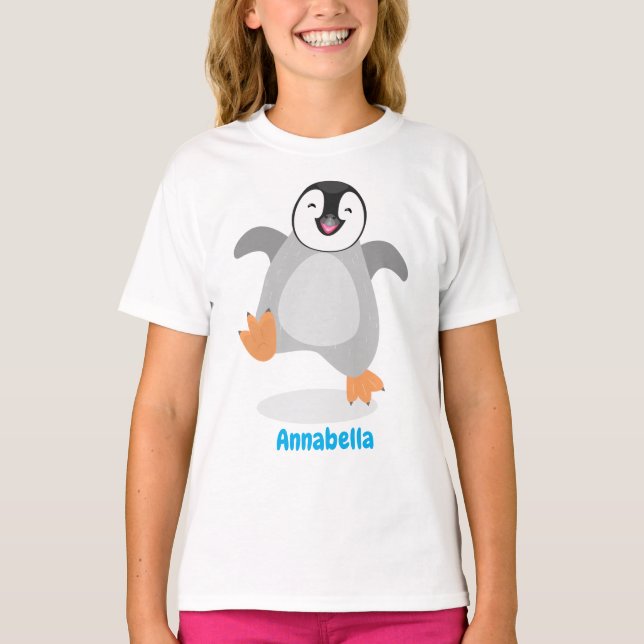 Cute happy emperor penguin chick cartoon T-Shirt (Front)