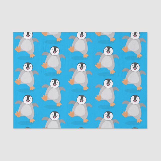 Cute happy emperor penguin chick cartoon tissue paper (Front)