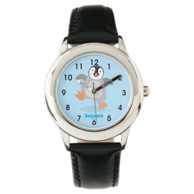 Cute happy emperor penguin chick cartoon  watch (Front)