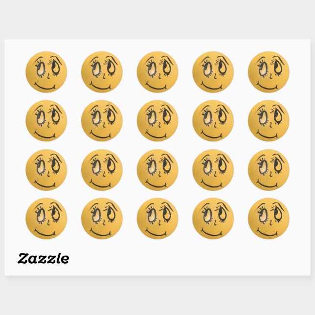 Cute Happy Face Classic Round Sticker (Sheet)