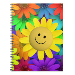 Cute Happy Face Flowers Notebook