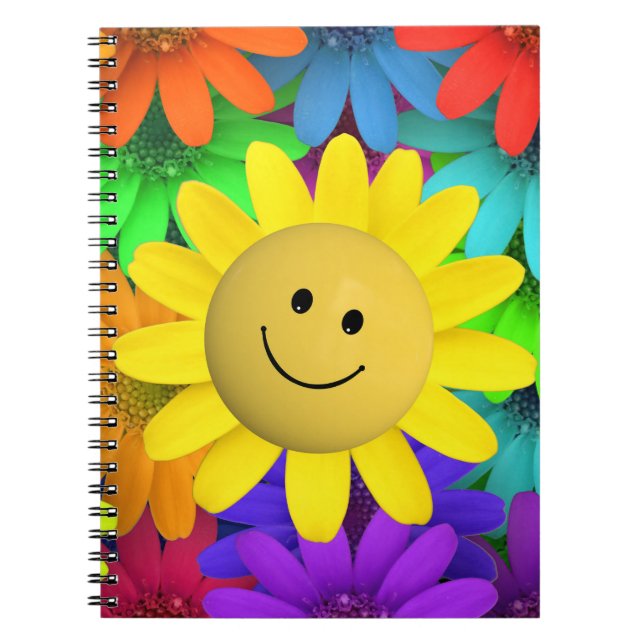Cute Happy Face Flowers Notebook (Front)