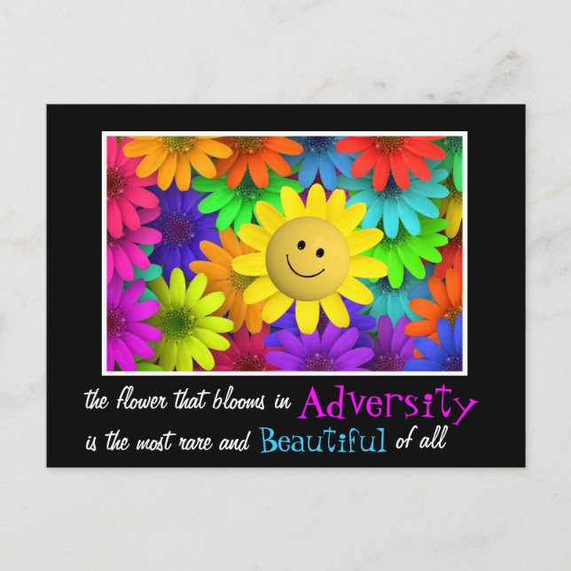 Cute Happy Face Flowers Postcard (Front)