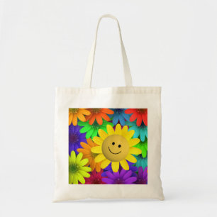 Cute Happy Face Flowers Tote Bag