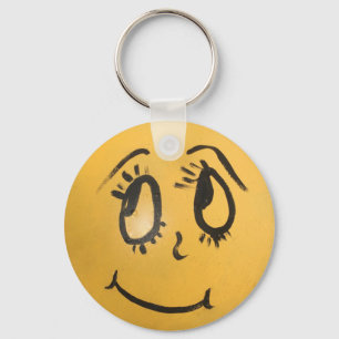 Cute Happy Face Key Ring