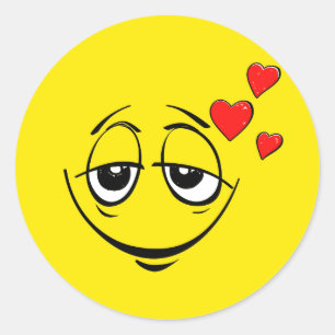 Cute Happy Face Love Emoji Classic Round Sticker
