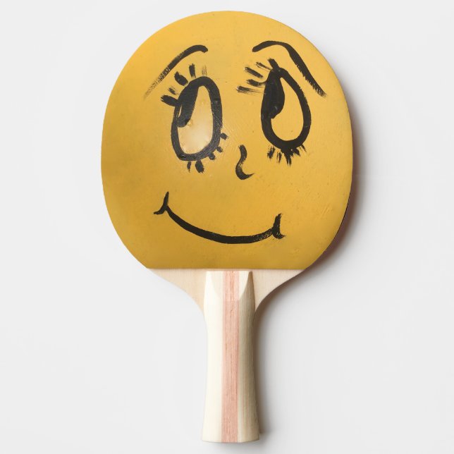 Cute Happy Face Ping Pong Paddle (Front)