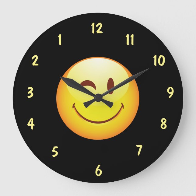 Cute Happy Face Reverse Dial Large Clock (Front)