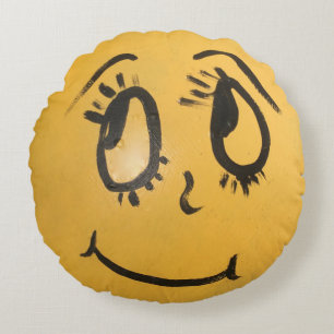 Cute Happy Face Round Cushion