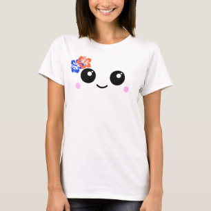 Cute Happy Face with Hibiscus Flowers T-Shirt
