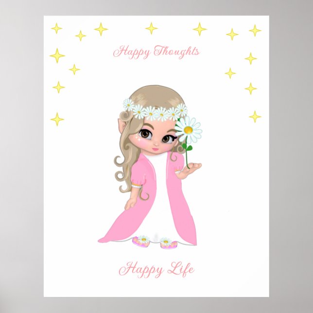 Cute Happy Fairy with Stars Motivational poster (Front)
