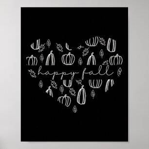 Cute Happy Fall - Pumpkins And Fall Leaves Poster