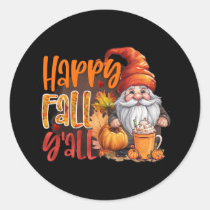 cute Happy Fall Seasonal gnome Classic Round Sticker