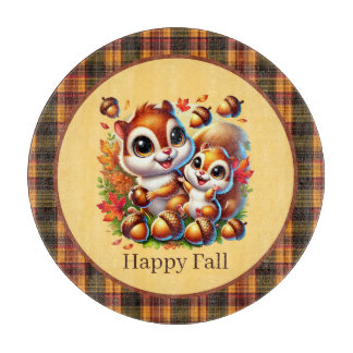 Cute Happy Fall Seasonal squirrel  Cutting Board
