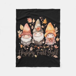 Cute Happy Fall Y'all Gnomes Women's Halloween Cot Fleece Blanket
