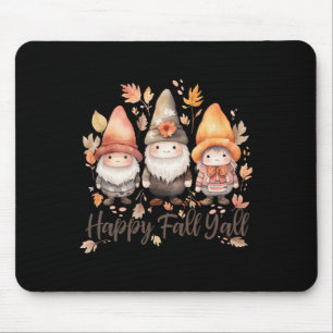 Cute Happy Fall Y'all Gnomes Women's Halloween Cot Mouse Mat