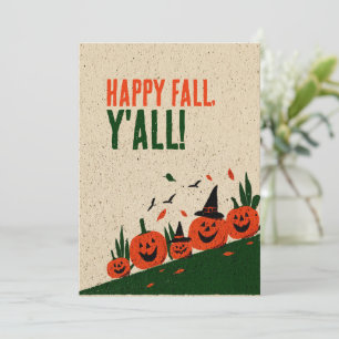 Cute Happy Fall Y'all Pumpkin Witch Hat Invitation