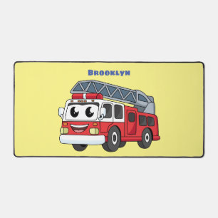 Cute happy fire engine cartoon desk mat