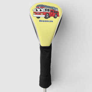 Cute happy fire engine cartoon golf head cover