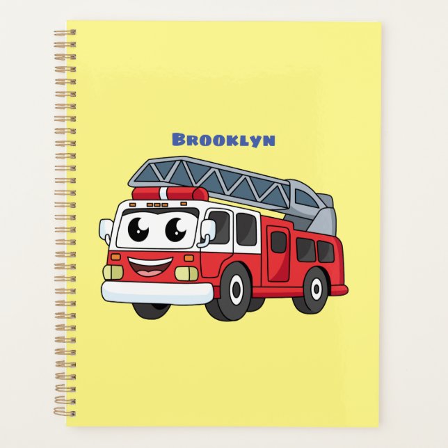 Cute happy fire engine cartoon planner (Front)