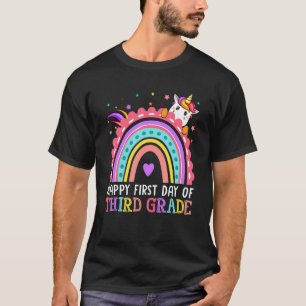 Cute Happy First Day Of Third Grade Unicorn Back T T-Shirt