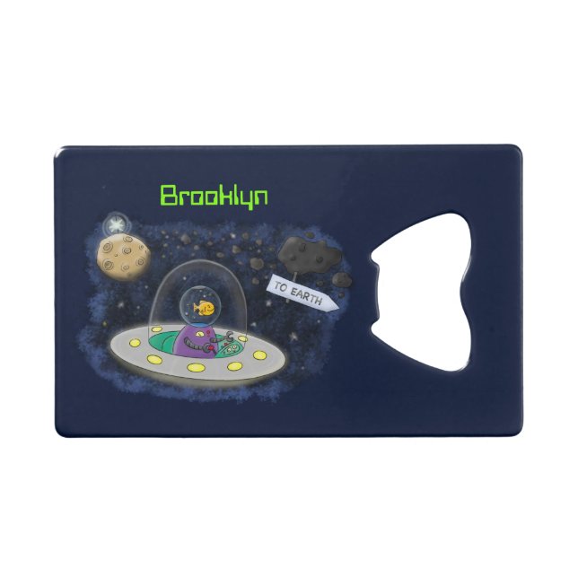 Cute happy fish ufo space cartoon illustration (Front (Horizontal))