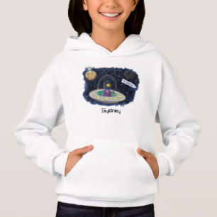 Cute happy fish ufo space cartoon illustration