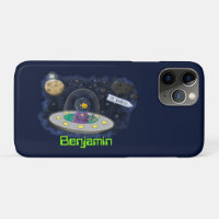 Cute happy fish ufo space cartoon illustration