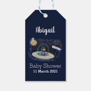 Cute happy fish ufo space cartoon illustration  gift tags