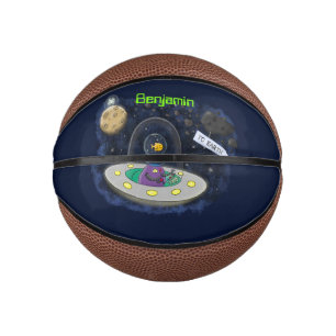 Cute happy fish ufo space cartoon illustration mini basketball
